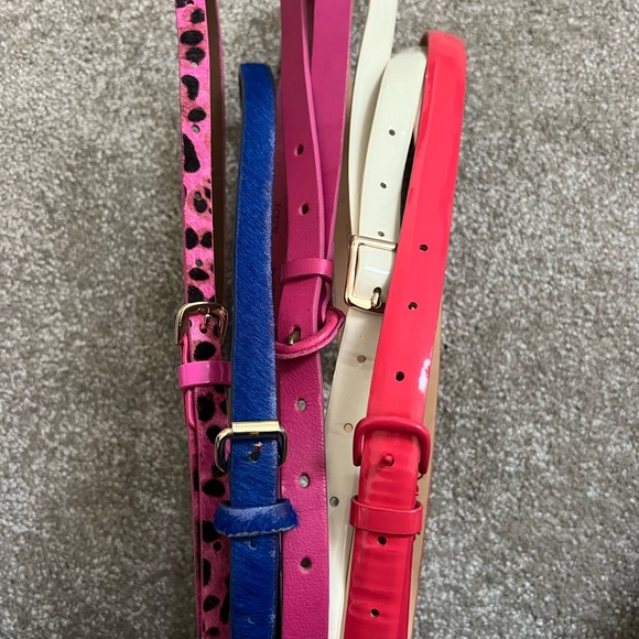J. Crew Accessories - J. Crew Skinny Belts. Set of 5- Pink, Blue, White, Leopard & Hot Pink